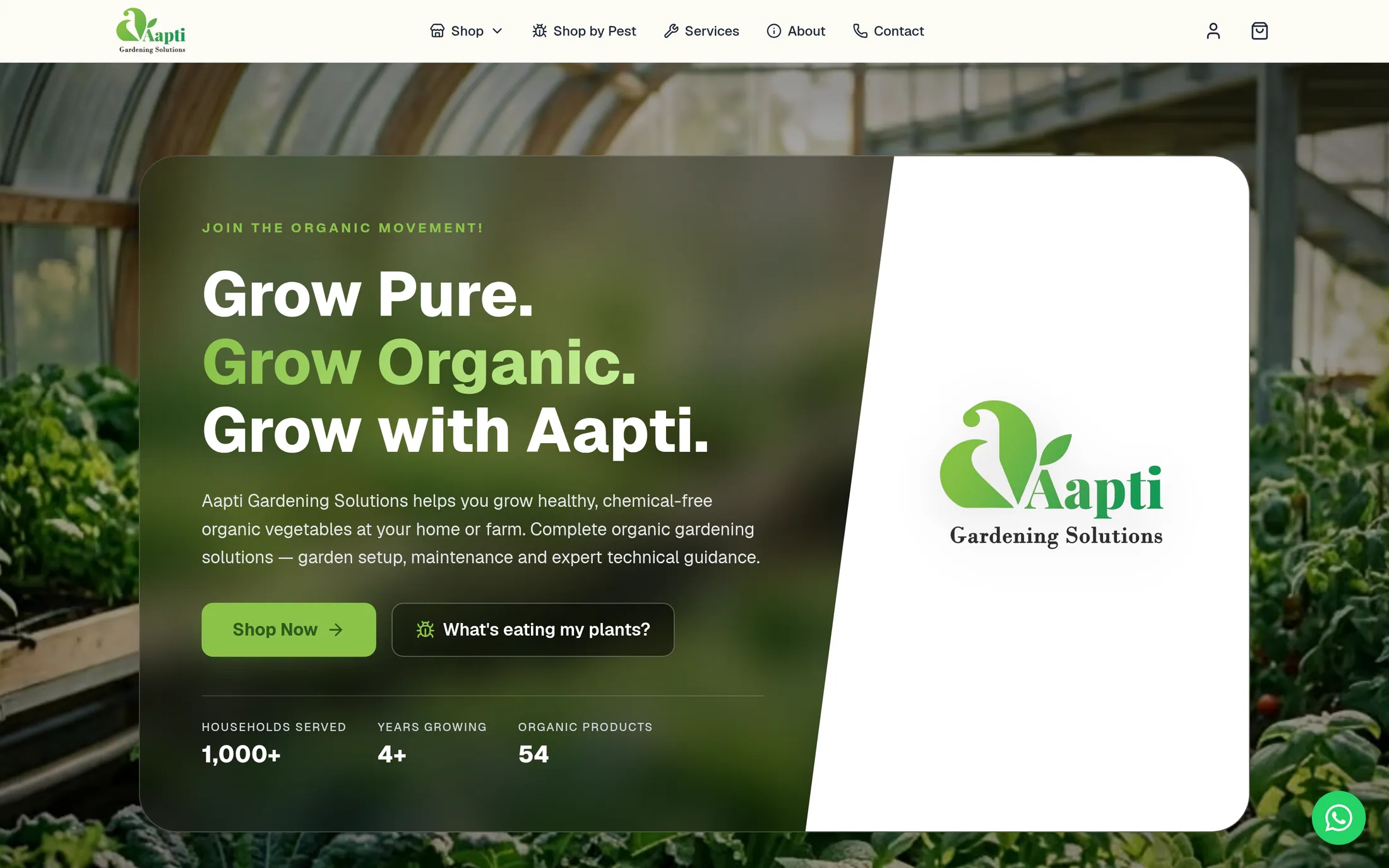 Aapti Gardening · homepage, shown on a desktop browser